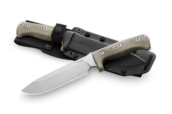 Lion Steel M7 Fixed Blade Knife Green Canvas Handle Sleipner Steel Plain Edge Satin Finish LSTM7CVG