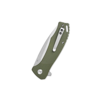 QSP Raven Liner Lock Folding Knife Green G10 Handle D2 Plain Edge QS122-B1