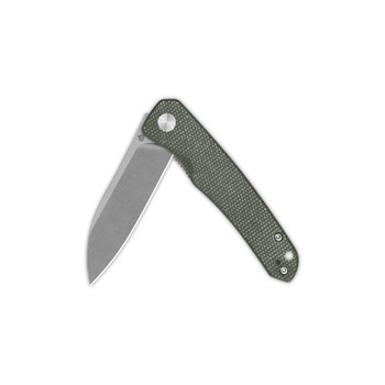 QSP Otter Liner Lock Folding Knife Green Micarta Handle 14C28N Plain Edge Stonewash Finish QS140-E1