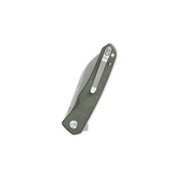 QSP Otter Liner Lock Folding Knife Green Micarta Handle 14C28N Plain Edge Stonewash Finish QS140-E1