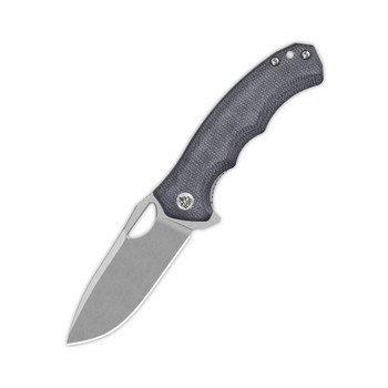QSP Gorilla Liner Lock Folding Knife Black Micarta Handle 14C28N Plain Edge Stonewash Finish QS153-A1