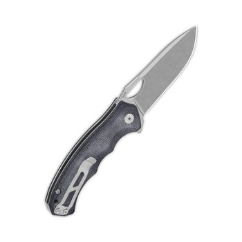 QSP Gorilla Liner Lock Folding Knife Black Micarta Handle 14C28N Plain Edge Stonewash Finish QS153-A1