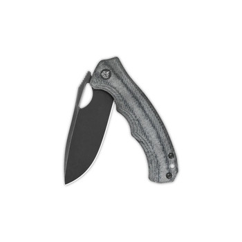 QSP Gorilla Liner Lock Folding Knife Denim Micarta Handle 14C28N Plain Black Blade QS153-B2