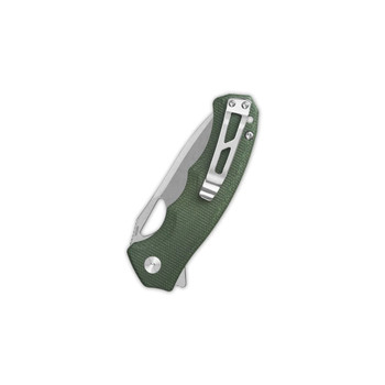 QSP Gorilla Liner Lock Folding Knife Green Micarta Handle 14C28N Plain Edge Stonewash Finish QS153-C1