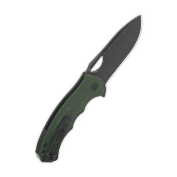 QSP Gorilla Liner Lock Folding Knife Green Micarta Handle 14C28N Plain Black Blade QS153-C2