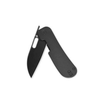Discontinued QSP Variant PE Liner Lock Folding Knife Black Titanium Handle 14C28N Plain Black Blade QS154-F