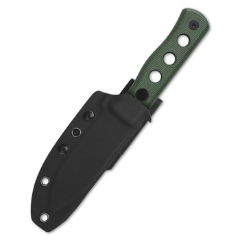 QSP Canary Fixed Blade Knife Green Micarta Handle Cr8Mo2VSi Plain Black Blade QS155-C2