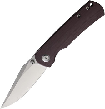 Monterey Bay Knives Mini Old Guard Folding Knife Brown G10 Handle 14C28N Plain Edge Satin Finish MBKMOGBR