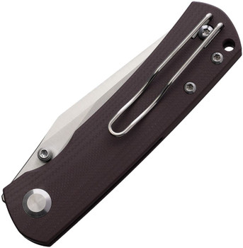 Monterey Bay Knives Mini Old Guard Folding Knife Brown G10 Handle 14C28N Plain Edge Satin Finish MBKMOGBR