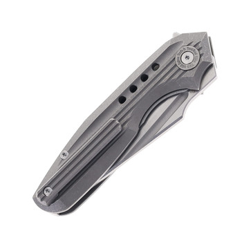 Two Sun Folding Knife Satndwashed Titanium Handle M390 Plain Edge TS194-M390-SAND