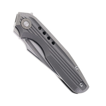 Two Sun Folding Knife Satndwashed Titanium Handle M390 Plain Edge TS194-M390-SAND