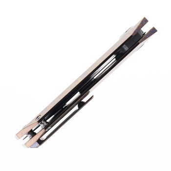 Two Sun Folding Knife Gray Color Titanium Handle M390 Plain Edge TS300-M390-Color