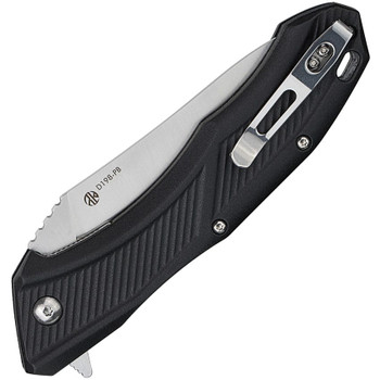 Ruike P198 Linerlock Folding Knife Black Nylon Handle 8Cr13MoV Plain Edge Satin Finish D198PB