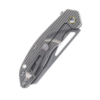 SixLeaf SL-29A Rattlesnake Designs Pocket Knife Milled Titanium Handle CPM-20CV Blade Steel