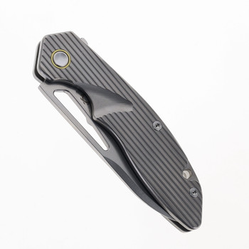 SixLeaf SL-29B Rattlesnake Designs Pocket Knife Milled Titanium Handle CPM-20CV Blade Steel