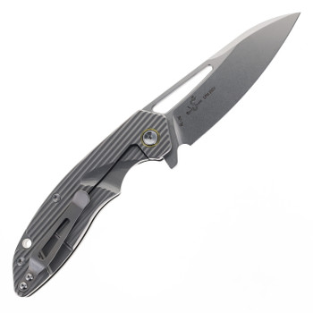 SixLeaf SL-29B Rattlesnake Designs Pocket Knife Milled Titanium Handle CPM-20CV Blade Steel