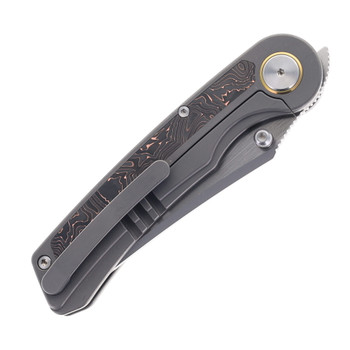 Yangge Folding Knife Titanium Copper Foil Carbon Fiber Handle S90V Plain Edge YG002-BK