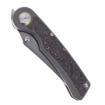 Yangge Folding Knife Titanium Copper Foil Carbon Fiber Handle S90V Plain Edge YG002-BK