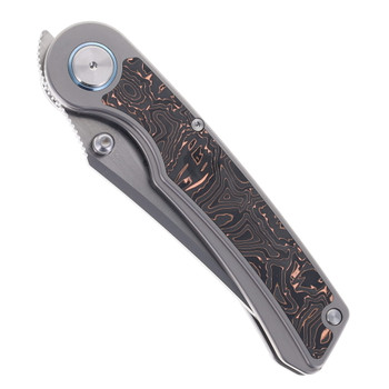 Yangge Folding Knife Sandwashed Titanium Copper Foil Carbon Fiber Handle S90V Plain Edge YG002-SD