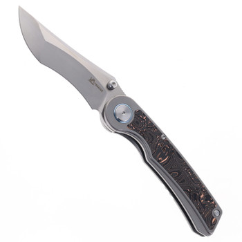 Yangge Folding Knife Sandwashed Titanium Copper Foil Carbon Fiber Handle S90V Plain Edge YG002-SD