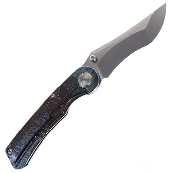 Yangge Folding Knife Color Titanium Copper Foil Carbon Fiber Handle S90V Plain Edge YG002-CL