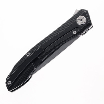 Two Sun Folding Knife Black Titanium/G10 Handle N690 Plain Edge TS103-N690-G10