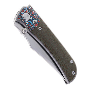 Two Sun Folding Knife Brown Micarta/Carbon Fiber Titanium Handle M390 Plain Edge TS301-M390