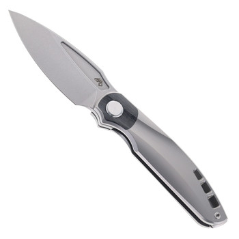 TwoSun Folding Knife Gray Titanium/Carbon Fiber Handle M390 Clip Point Plain Edge TS341-M390