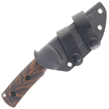Petrified Fish Beluga Fixed Blade Knife Orange Gmascus Handle N690 Plain Edge Black Stonewash Finish P01-FODMDW