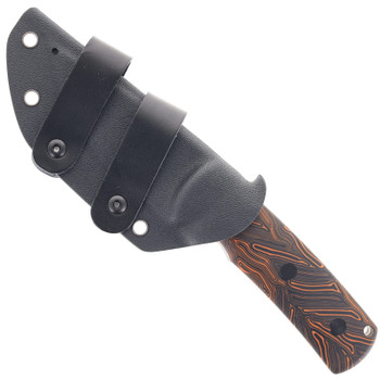 Petrified Fish Beluga Fixed Blade Knife Orange Gmascus Handle N690 Plain Edge Black Stonewash Finish P01-FODMDW