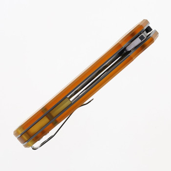 SixLeaf Folding Knife Yellow PEI Handle 20CV Plain Edge SL-25-PEI