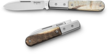 LionSteel Barlow Folding Knife Ram Horn Handle M390 Roundhead Plain Edge Satin Finish CK0111-RM