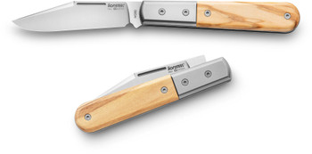 LionSteel Barlow Folding Knife Olive Wood Handle M390 Shuffler Plain Edge CK0112-UL