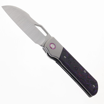 Divo Knives Stout V2 Purple Haze Fatcarbon & Titanium Handle Satin Vanax Blade Steel