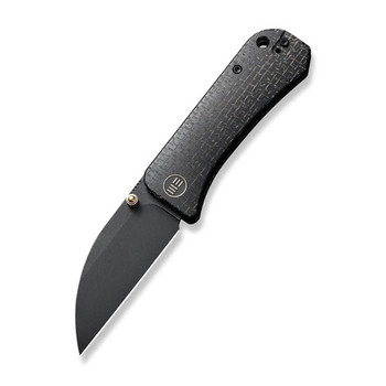 WE Banter Folding Knife Black Burlap Micarta Handle S35VN Wharncliffe Plain Black Blade WE19068J-1 WE Banter Folding Knife Black Burlap Micarta Handle S35VN Wharncliffe Plain Black Blade WE19068J-1