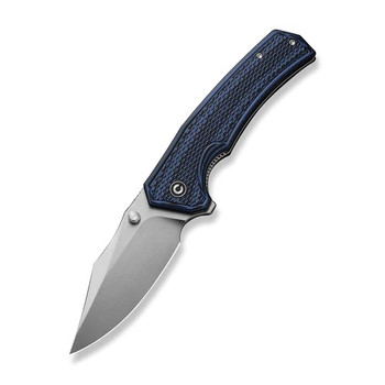 Civivi Vexillum Folding Knife Blue/Black Layered G10 Handle Nitro-V Clip Point Plain Edge Satin Finish C23003D-3