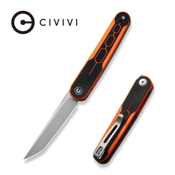Civivi KwaiQ Folding Knife Orange/Black G10 Handle Nitro-V Tanto Plain Edge Stonewash Finish C23015-2 Civivi KwaiQ Folding Knife Orange/Black G10 Handle Nitro-V Tanto Plain Edge Stonewash Finish C23015-2