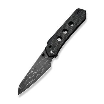 Civivi Vision FG Folding Knife Black Canvas Micarta Handle Damascus Plain Edge C22036-DS2