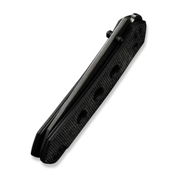 Civivi Vision FG Folding Knife Black Canvas Micarta Handle Damascus Plain Edge C22036-DS2