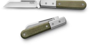 【C】 LionSteel Barlow Folding Knife Green Canvas Handle M390 Dom Plain