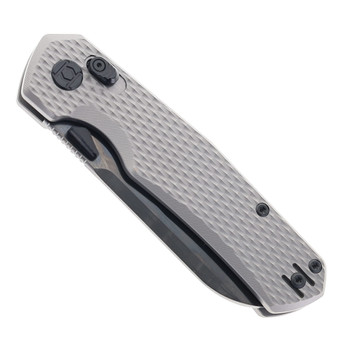 Kunwu Tux Chad Folding Knife Gray Titanium Handle PM60 Stonewashed Blade SX703T-3