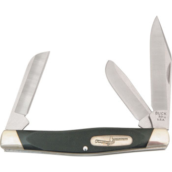 Buck Stockman Synthetic Folding Knife Black Sawcut Synthetic Handle 420HC Clip/Sheepsfoot/Spey Plain Edge BU301