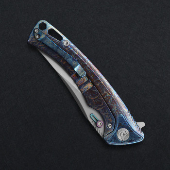 CH Knives Emperor Folding Knife Flame Titanium Handle M390 Plain Edge 3528-BT