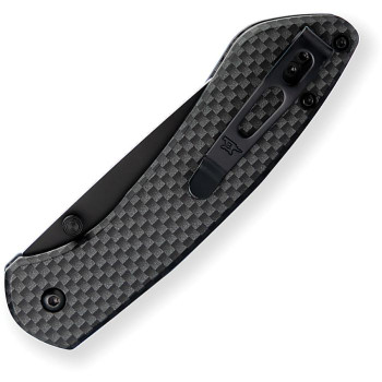 Buck Sovereign Button Lock Folding Knife Black Carbon Fiber Handle Black Stainless Blade 0744CFS