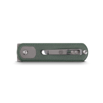 Vosteed Corgi Pup Folding Knife Green Micarta Handle 14C28N Drop Point Plain Edge Stonewash Finish A0720