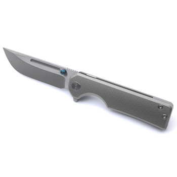 Ameight Glear II Folding Knife Gray Titanium Handle M390 Drop Point Plain Edge AM8-007GYII