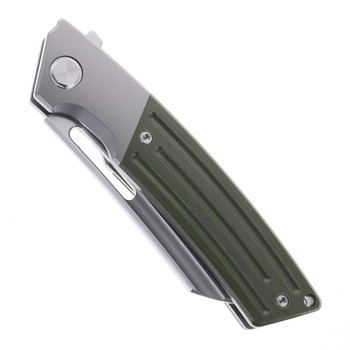 Two Sun Folding Knife Green Titanium/G10 Handle 14C28N Plain Edge TS454 14C28N