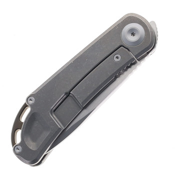 Maxace Big Fella Folding Knife Stonewash Titanium/Gray Inlay Handle Magnacut Plain Edge M22B