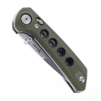 Reate PL-XT Folding Knife Green Micarta Handle Nitro-V Plain Edge Stonewash Finish