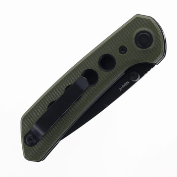 Reate PL-XT Folding Knife Green Micarta Handle Nitro-V Plain Edge Black PVD Finish